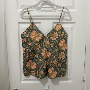 NWT Juliet Dunn London Green metallic Floral Cami